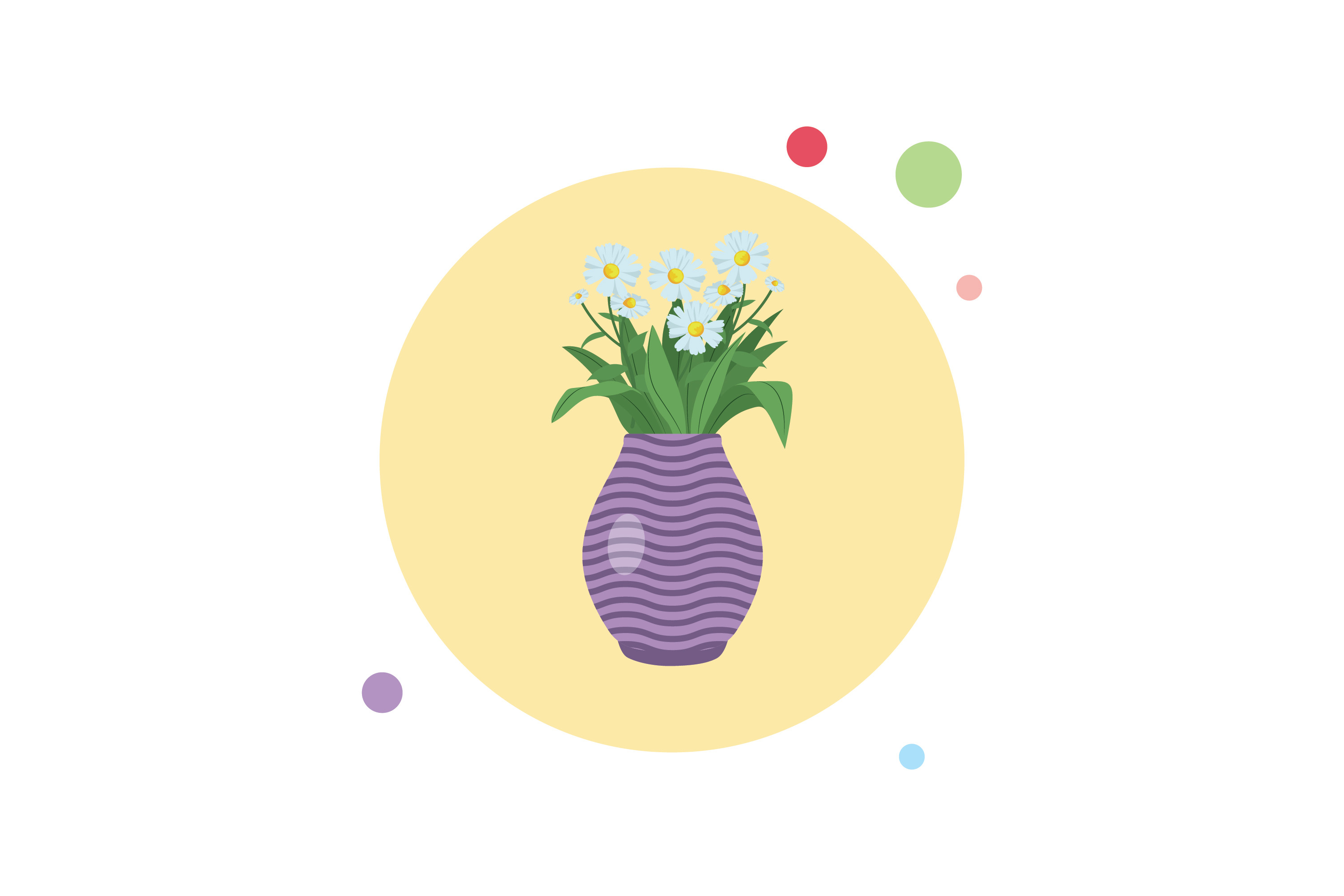 Spring Flowers Vase 6 Circle Bubble Icon