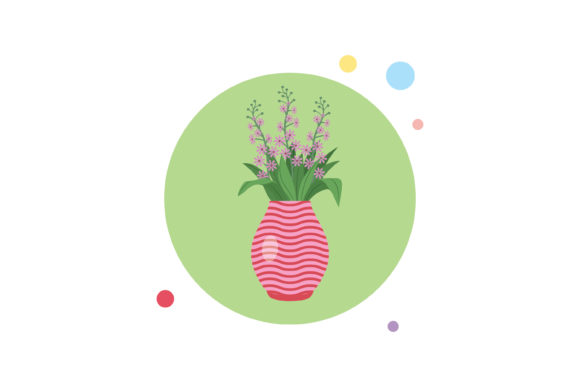 Spring Flowers Vase 7 Circle Bubble Icon