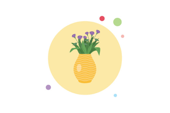 Spring Flowers Vase 8 Circle Bubble Icon