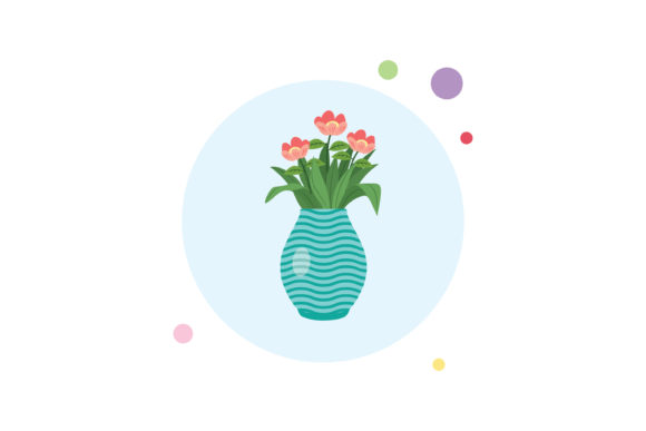 Spring Flowers Vase 9 Circle Bubble Icon