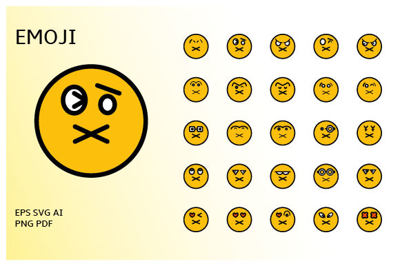 Emoticon Icons Set Vector Graphic by DesignFour · Creative Fabrica