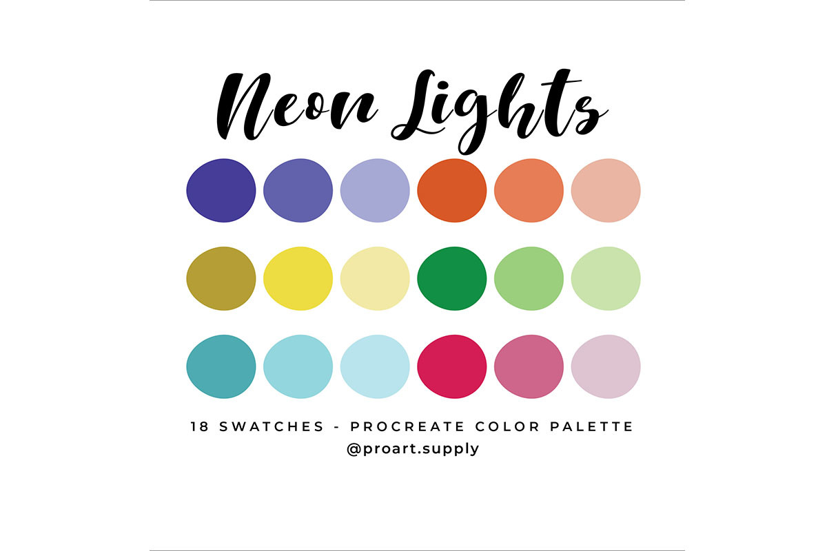 Neon Lights Procreate Color Palette Graphic by digitalartsupply0 ...