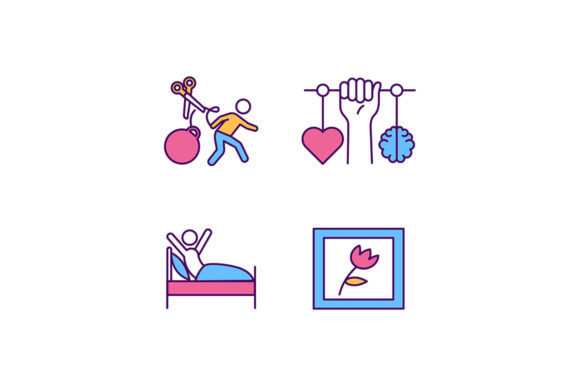 Self-improvement RGB Color Icons Set Illustration Icônes Par IMG visuals icons
