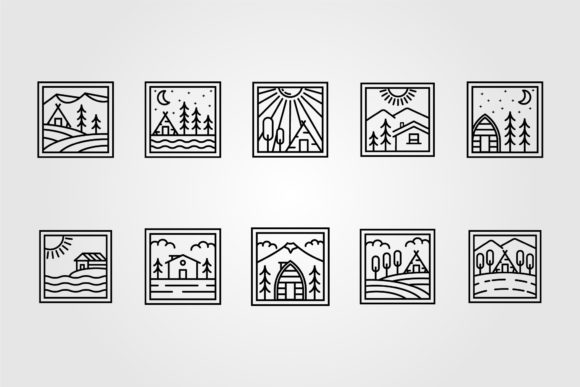 Set of Cottage Cabin Logo Minimalist