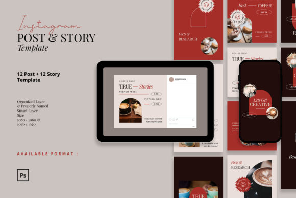 Preview of Bold Retro Coffee Shop Instagram coffee shop social media template