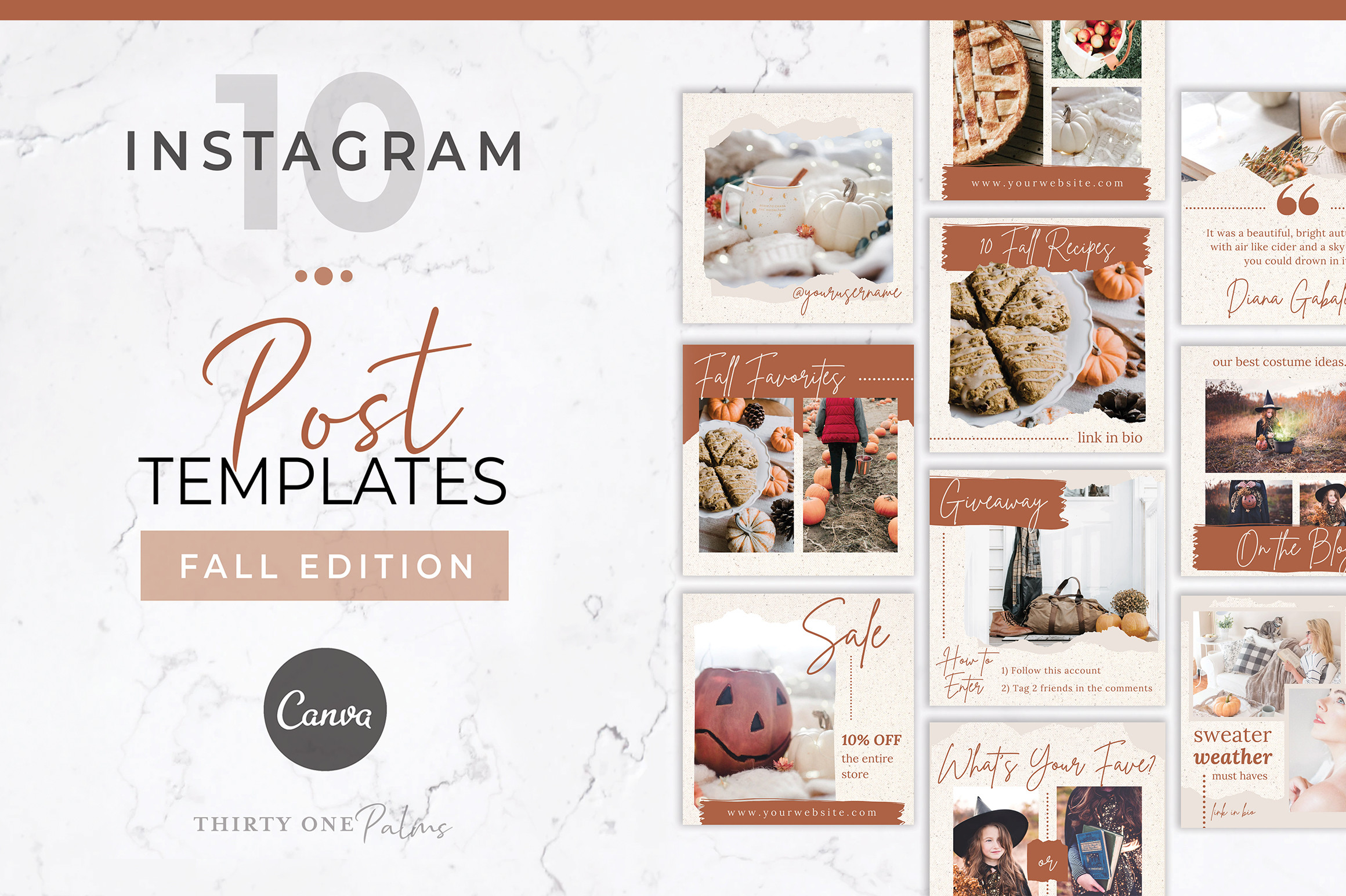Instagram Posts for Canva | Fall Graphic by Thirty One Palms Studio ...