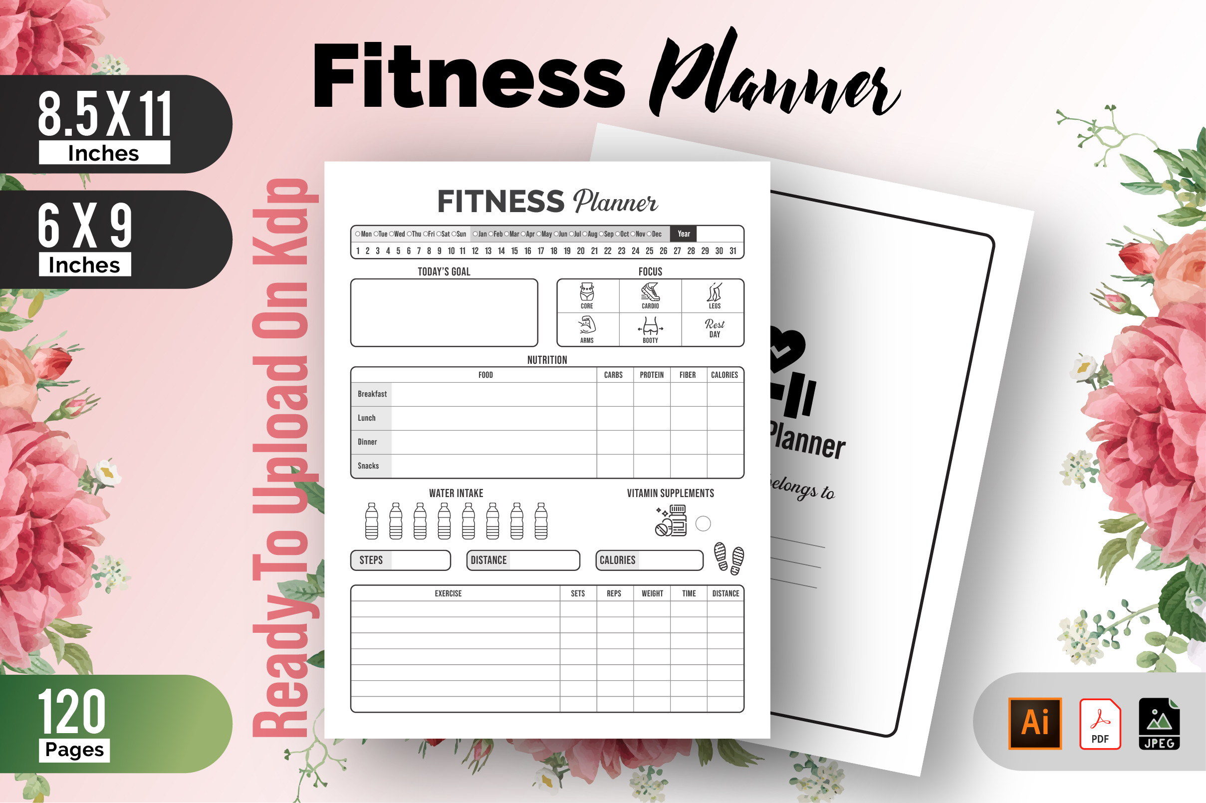Fitness Planner | Workout Kdp Interior Graphic by Raw Vector · Creative ...