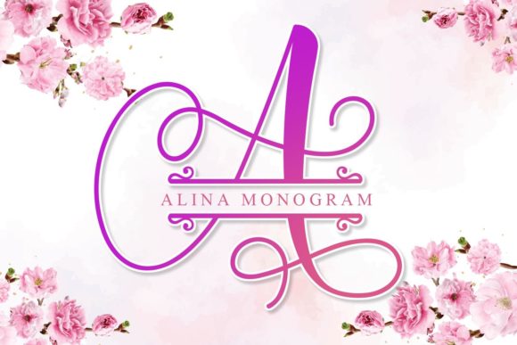 Preview specimen of Alina Monogram Font decorative font