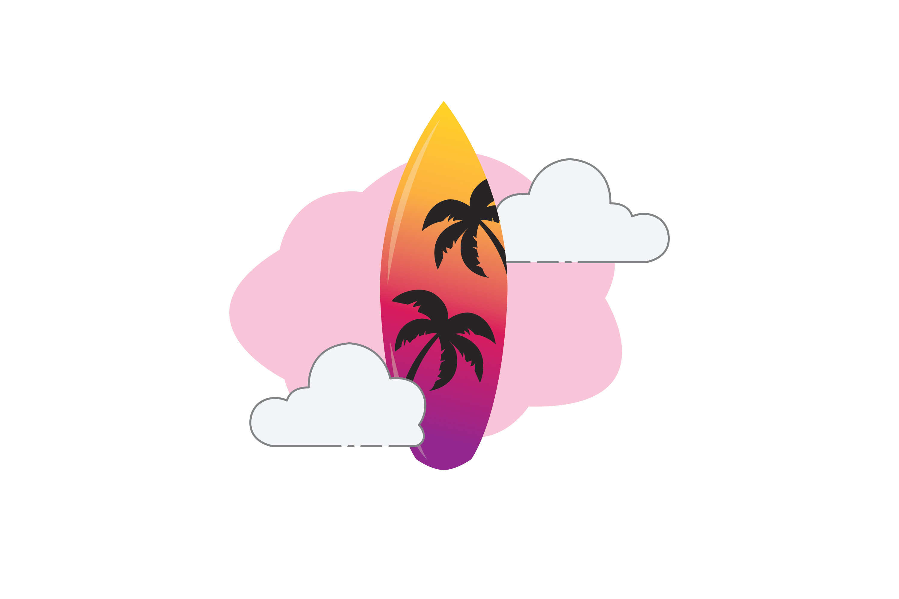 Beach Surf Board 1 Cloud Icon Graphic by goodmantisid · Creative Fabrica