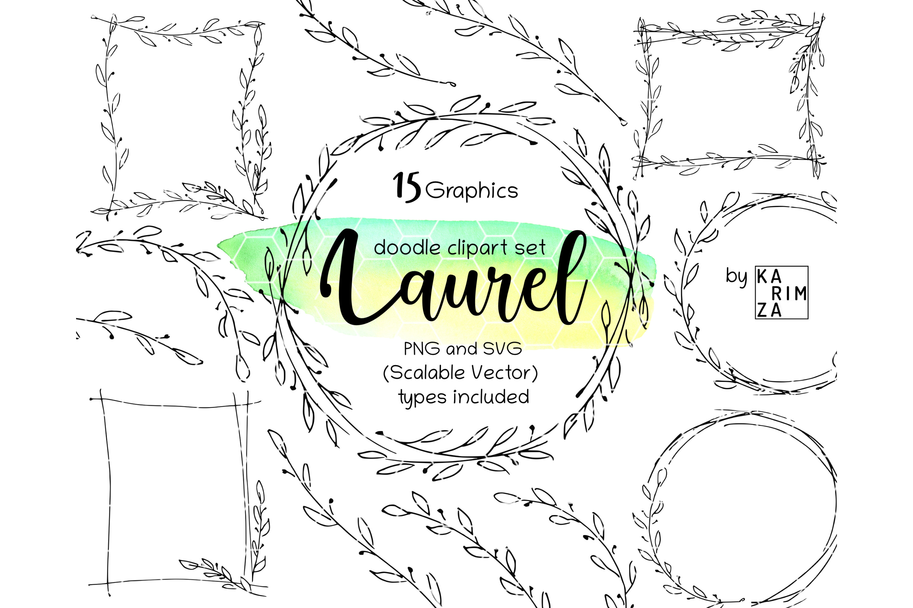 Graduation Wreath Clipart, Laurel Frames
