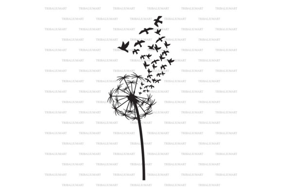 Dandelion with Birds Grafika Ilustracje do Druku Przez TribaliumArt