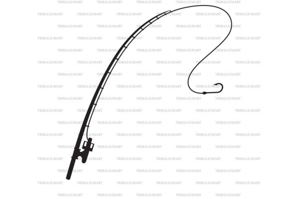 Fishing Rod or Pole and Hook Graphic Illustrations By TribaliumArt