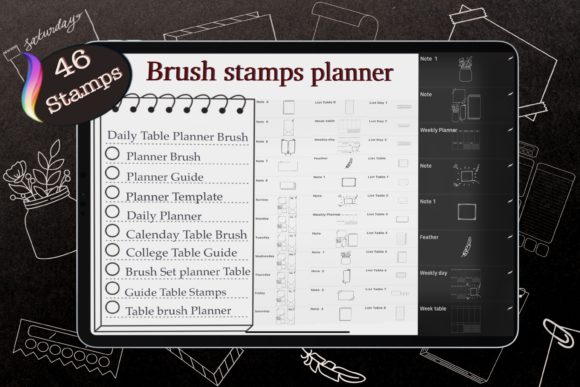 46 Planner Stamps, Brush Stamp Planner
