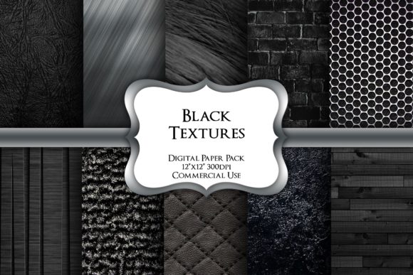 Black Textures Digital Paper Pack