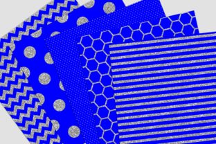 Blue Silver Glitter Digital Paper Pack Graphic by Party Pixelz ...