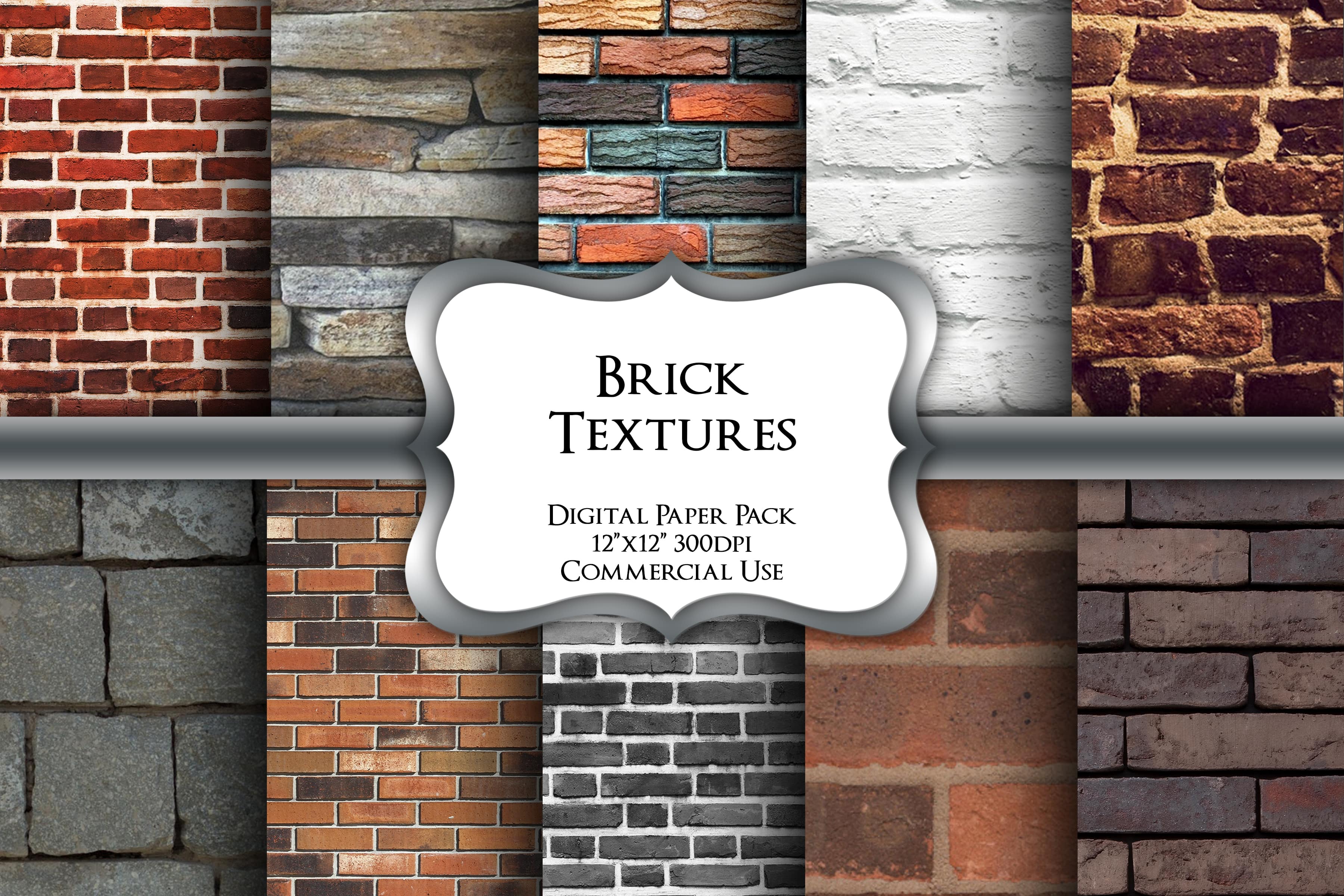Bricks Texture Digital Paper Pack Graphic by Party Pixelz · Creative ...