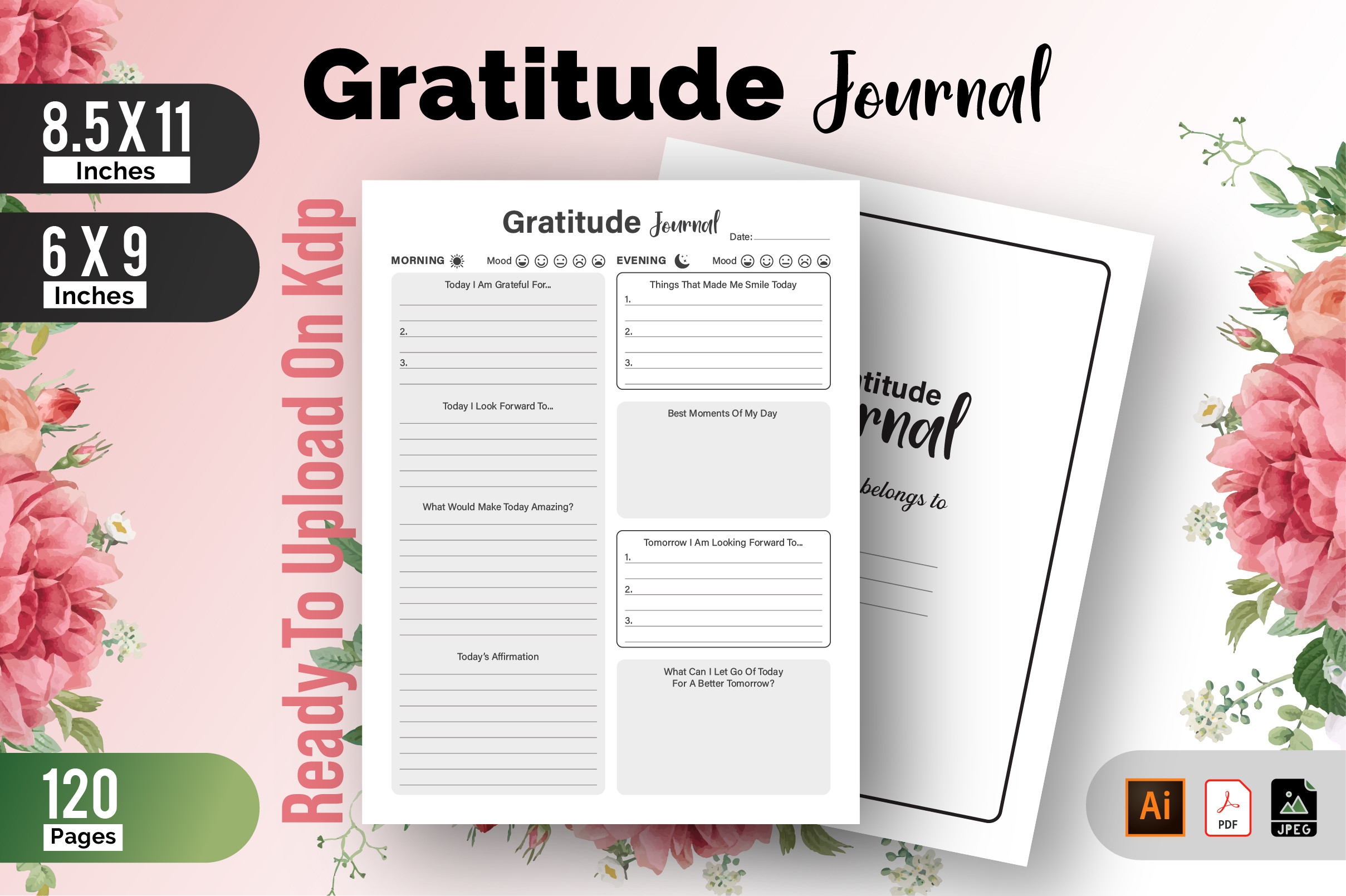 Gratitude Journal (Daily) | Kdp Interior Graphic by Raw Vector ...