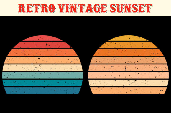 Retro Vintage Striped Sunset, 60s, 80s