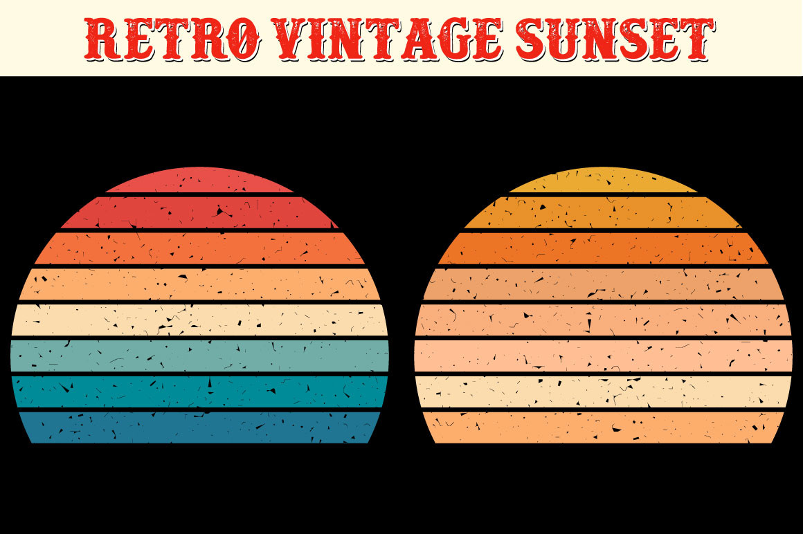 Retro Vintage Striped Sunset, 60s, 80s