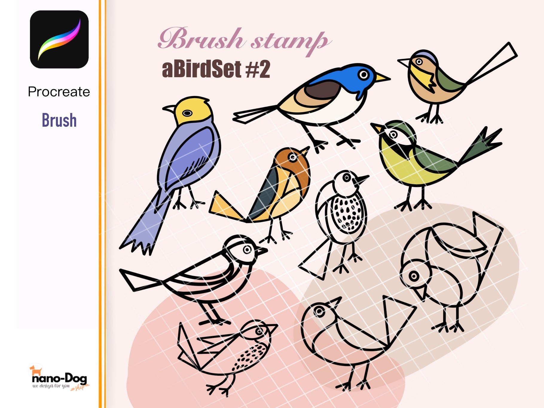 10 Bird Brush Stamps, Procreate Brush Graphic by NanoDog-shop ...