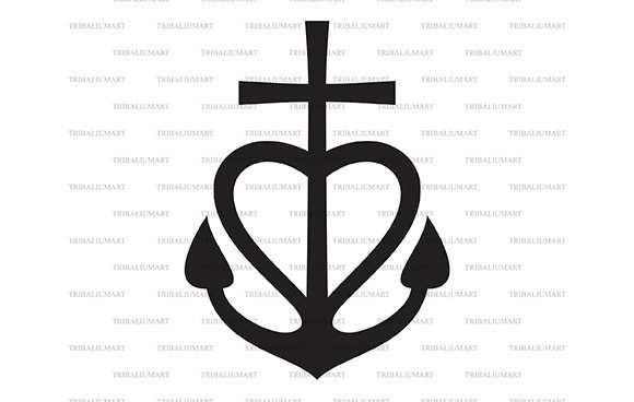 Cross Heart Anchor Grafika Ilustracje do Druku Przez TribaliumArt