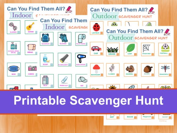 Set of 4 Scavenger Hunt Printable Game