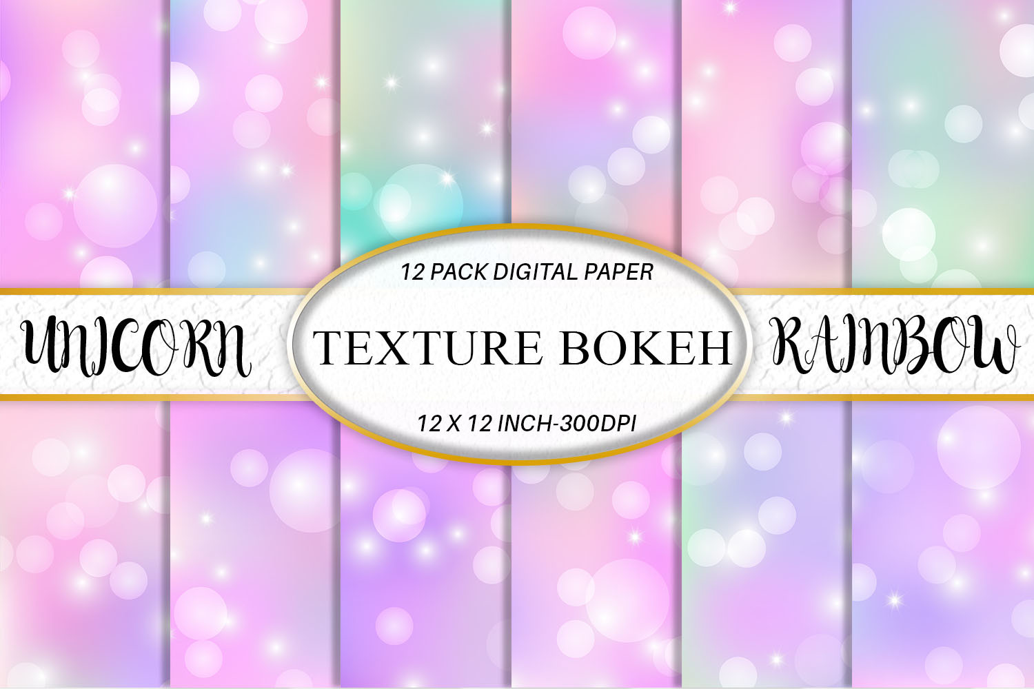 Unicorn Bokeh Digital Paper Graphic by Artnoy · Creative Fabrica