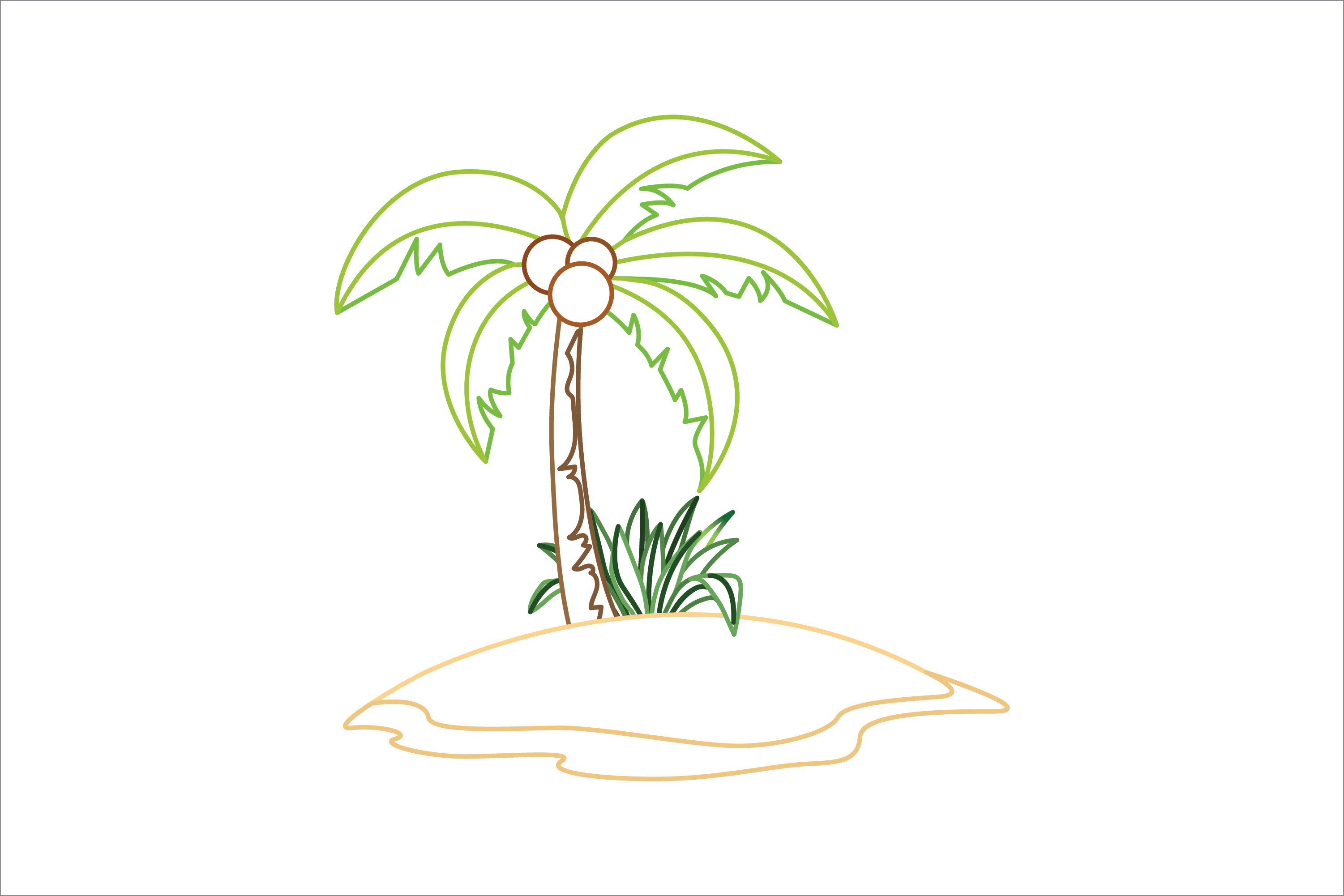 Beach Coconut Tree Color Line Icon 9 Graphic by raysaozora · Creative ...