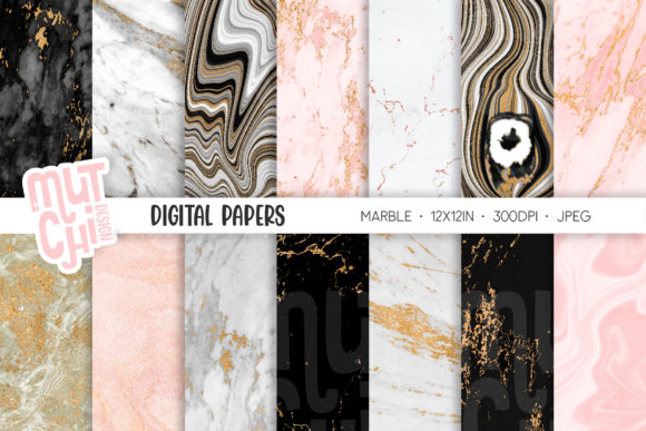 Gold Marble Digital Paper Set