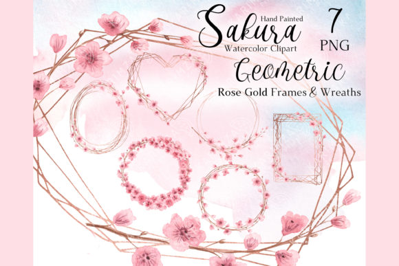 Spring Wreath Clipart, Rose Gold Frame