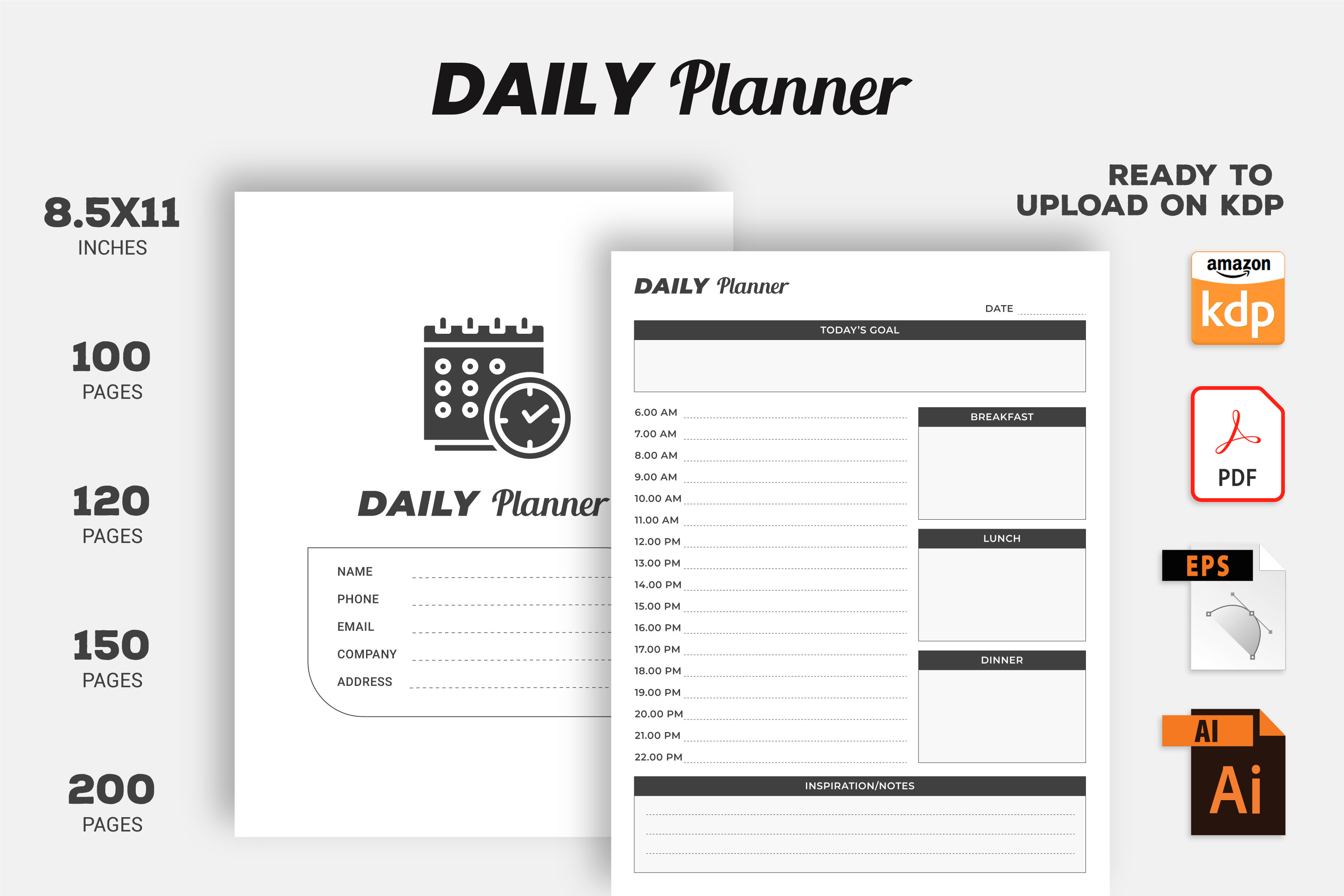 Daily Planner KDP Interior All Pages Graphic by BEST KDP · Creative Fabrica