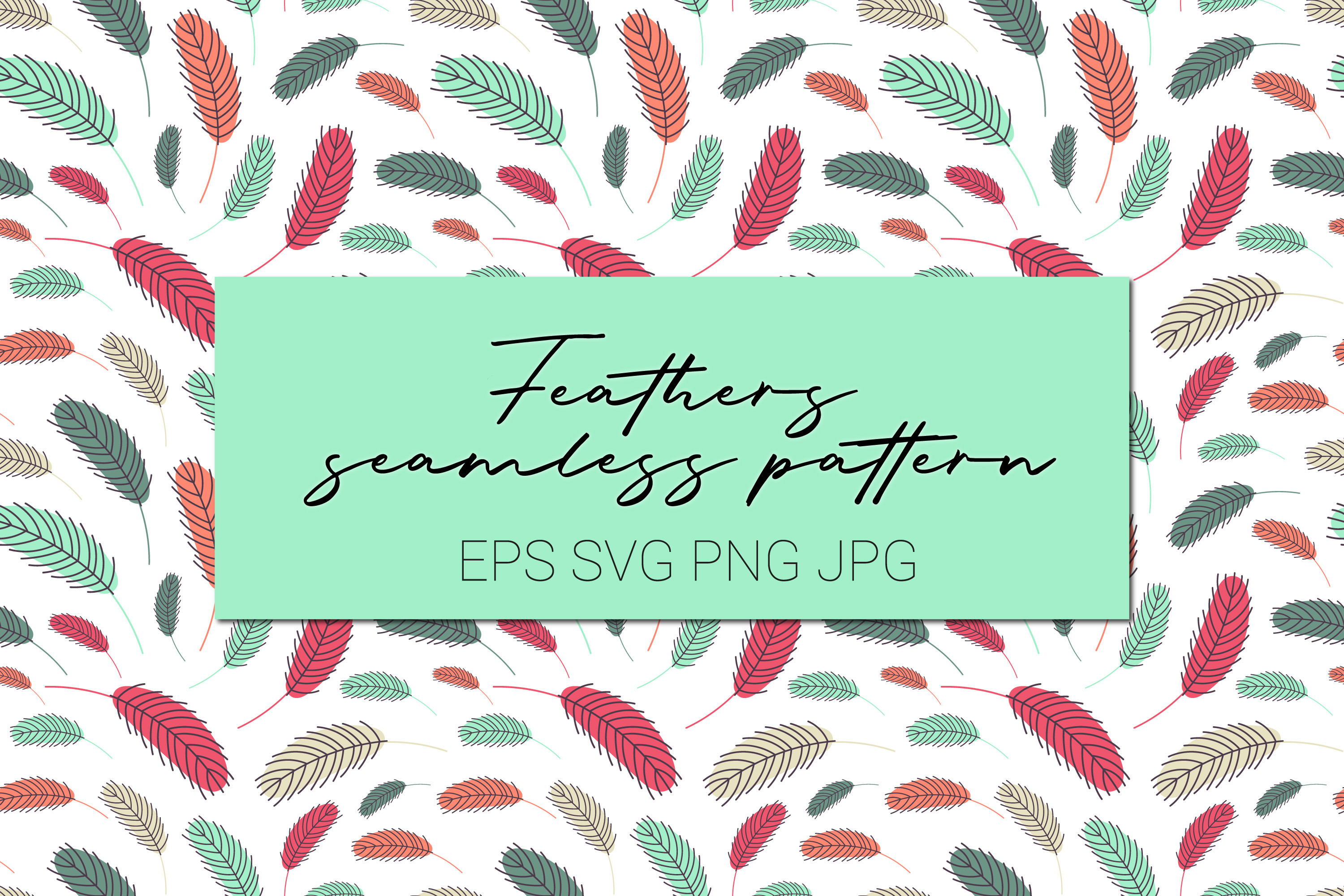 Feathers Digital Paper. Boho Feathers Graphic by Art's and Patterns ...