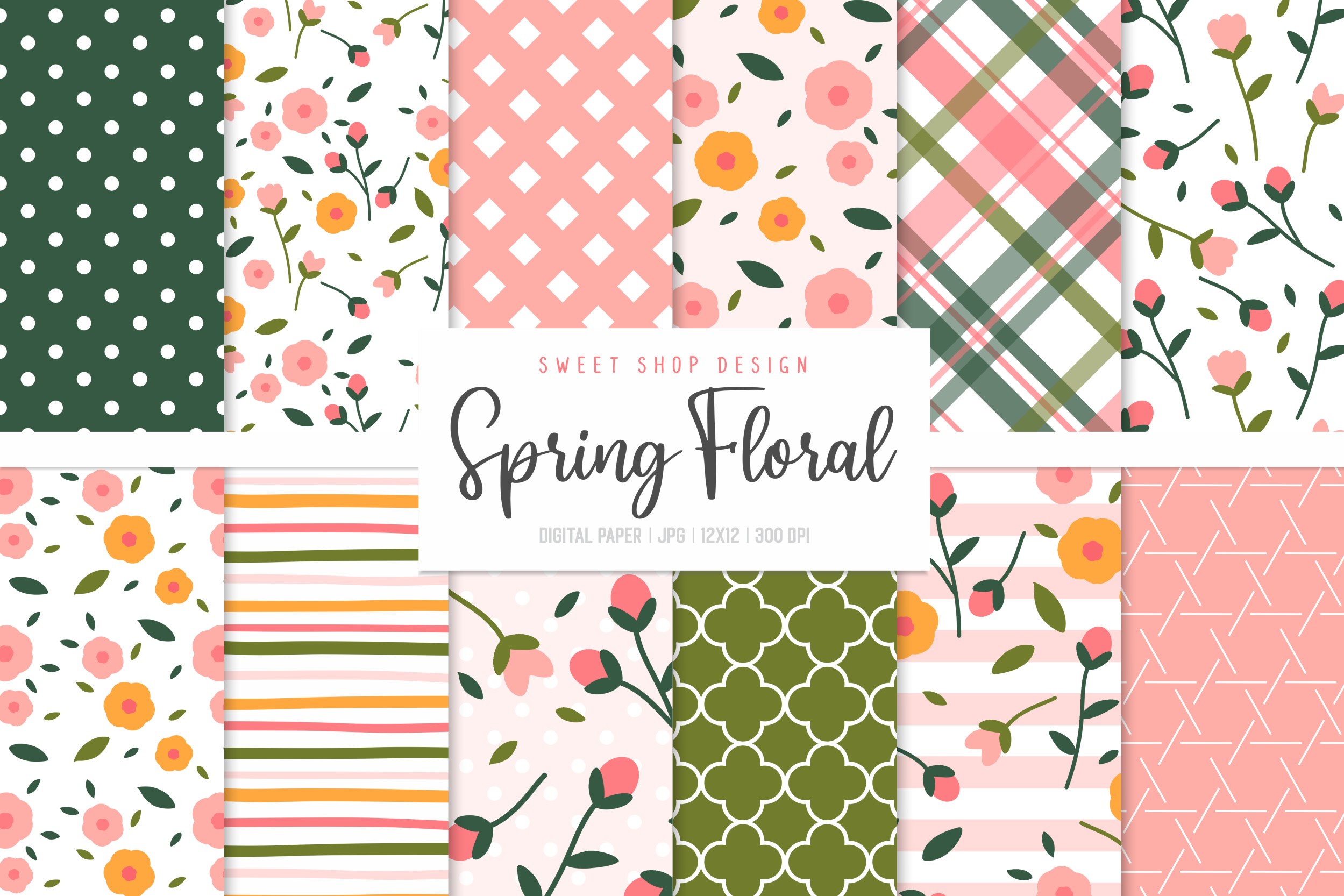 Digital Paper Pack Spring Floral Graphic by Sweet Shop Design ...