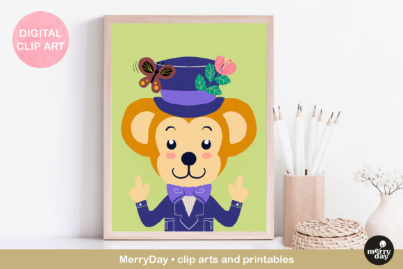 Cute Monkey Kid Art Print Graphic Illustrations By MerryDay