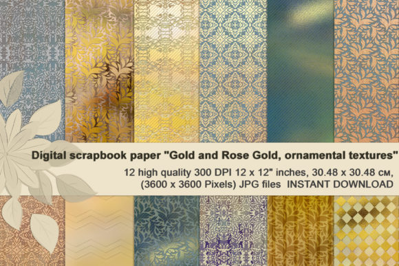 Gold and Rose Gold Digital Textures.