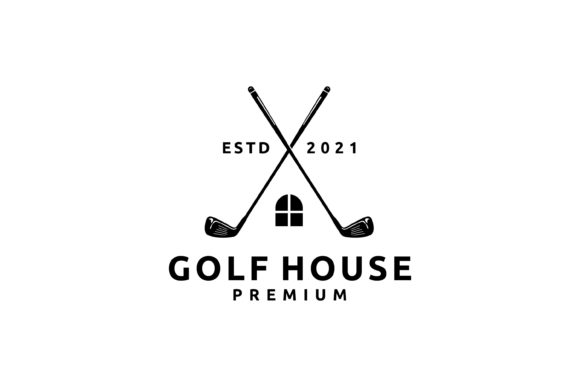 Crossed Golf Stick House Logo Design
