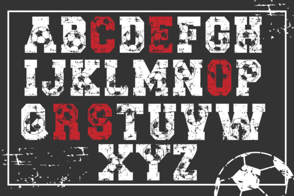 Grunge Soccer Font PNG with transparent background - Preview 1