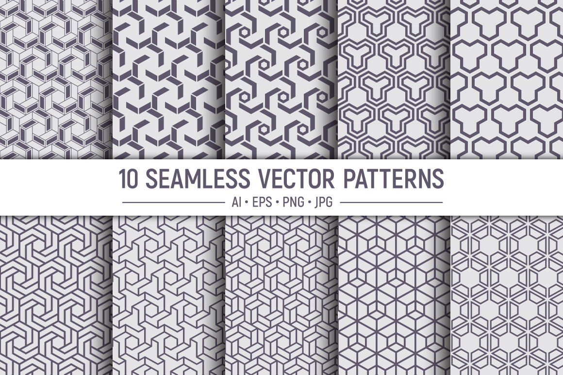 10 Seamless Hexagons Vector Patterns Graphic by AVK graphics · Creative ...