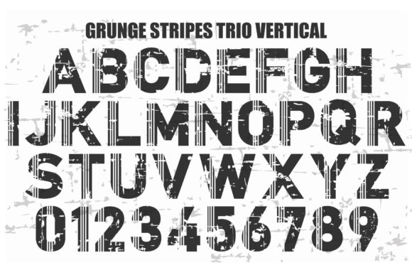 Grunge Stripes Trio Font PNG with transparent background - Preview 3