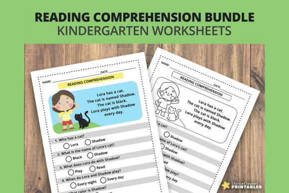 Reading Worksheet - Colors -Kindergarten Graphic K By PrintablesCC