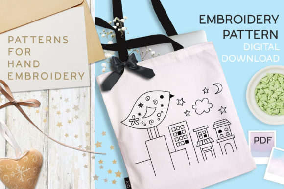 DIY Embroidery Bird City