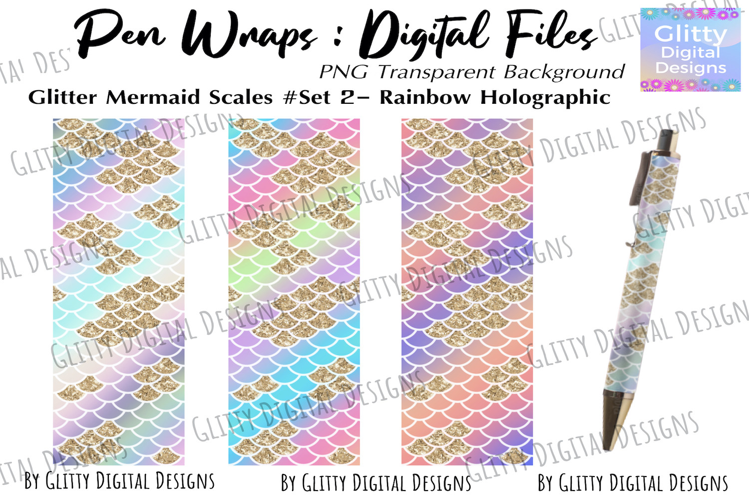 Pastel Gold Mermaid Scales Pen Wraps Graphic by glittydigitaldesigns ...