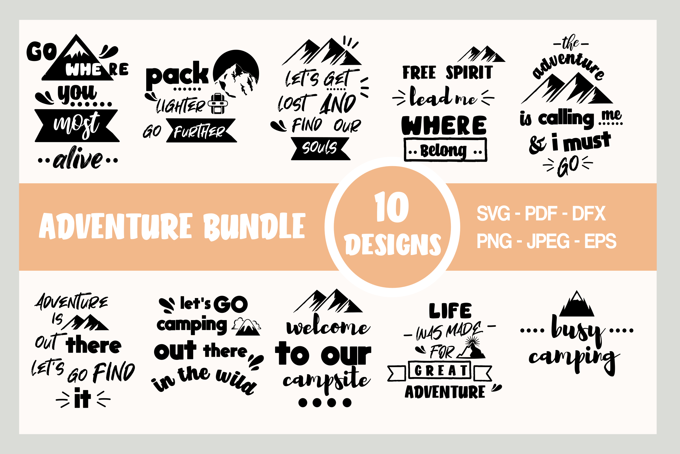 Adventure Bundle 10 Designs Mountain Graphic by Ahargun Craft Design ...