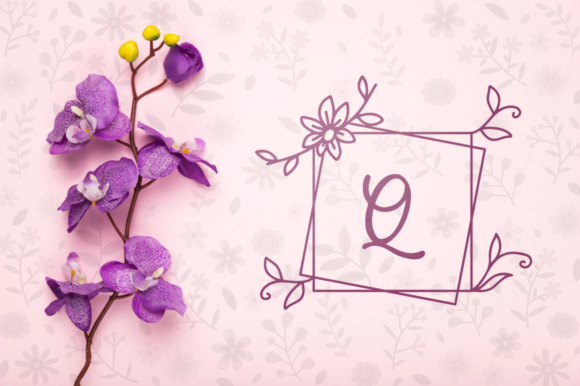 Melati Monogram Font PNG with transparent background - Preview 2