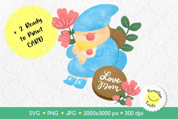 Mother's Day Gnome Mama & Baby Graphic Illustrations By Bonalisa Smile