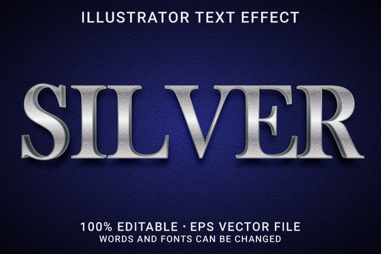 SILVER 3d -Editable Text Effect Graphic by pixelscreator · Creative Fabrica