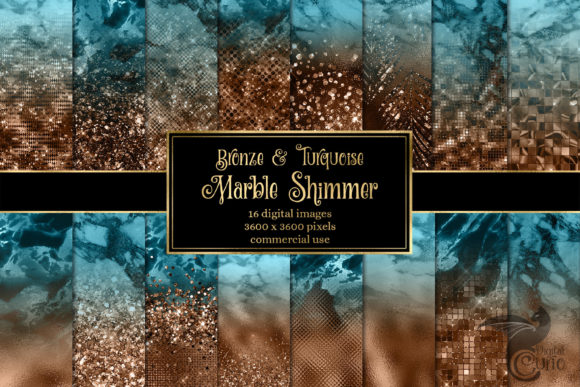 Bronze and Turquoise Marble Shimmer