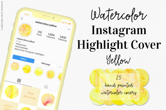 Watercolor IG Highlight Covers | Yellow