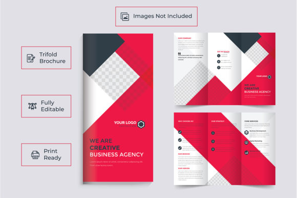 Red Business Tri-fold Brochure Template Gráfico Plantillas de Impresión Por nobelstation