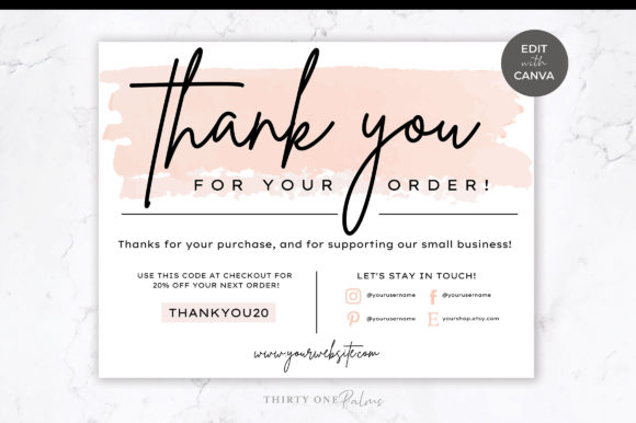 Thank You Card for Canva | Pink & Black
